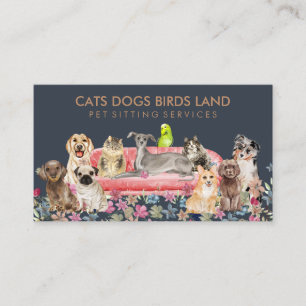 Tarjeta De Visita Dog Cat Bird Hotel Sofa Mascota Sitting