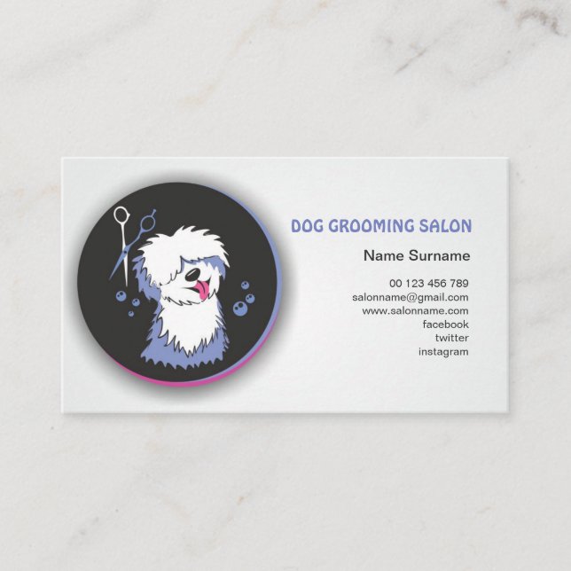 Tarjeta De Visita Dog & Cat Grooming Business Card. Pet Groomer. (Anverso)