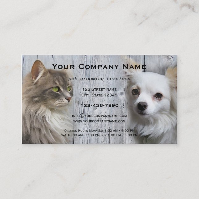 Tarjeta De Visita Dog Cat Mascota Grooming Salon Business Card (Anverso)