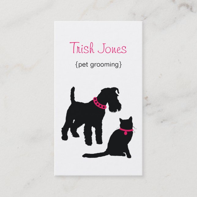 Tarjeta de visita Dog & Cat (rosa caliente) (Anverso)