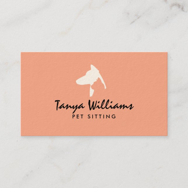 Tarjeta De Visita Dog cat silhouette logo pet sitting  (Anverso)