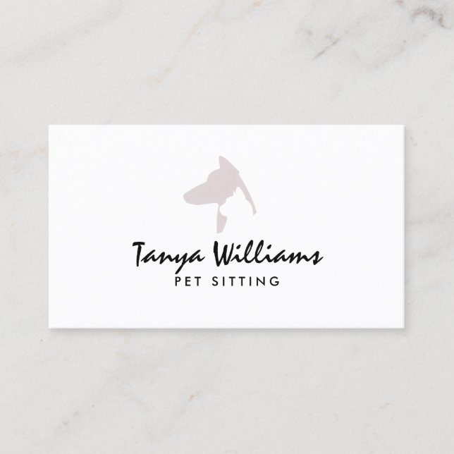 Tarjeta De Visita Dog cat silhouette logo pet sitting  (Anverso)