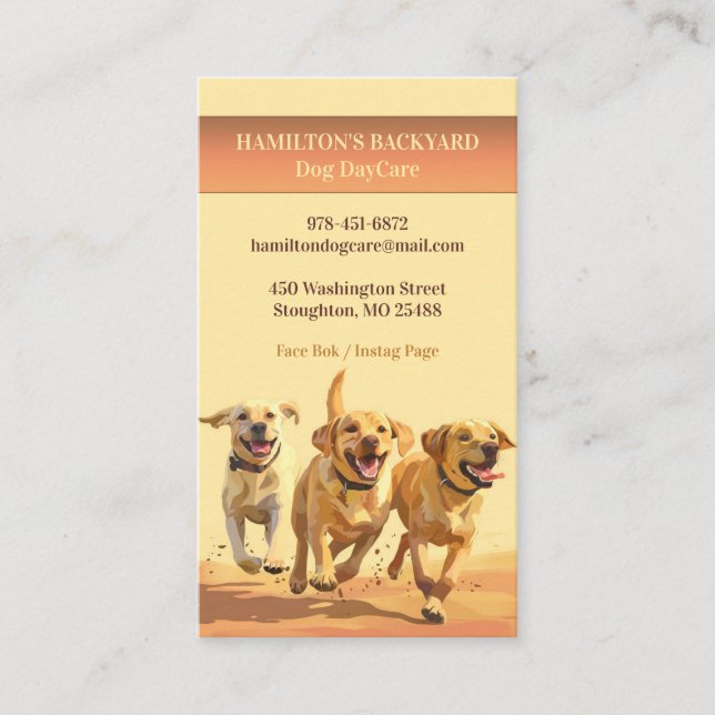 Tarjeta De Visita Dog Daycare Walking Mascota Sitting Business Card (Anverso)