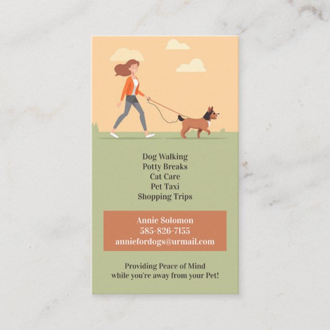 Tarjeta De Visita Dog Daycare Walking Mascota Sitting Business Card (Anverso)