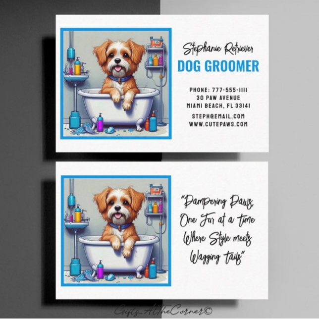 Tarjeta De Visita Dog Groomer Cupy Blue (Subido por el creador)