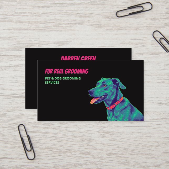 Tarjeta De Visita Dog Groomer Dog Care Black (Anverso/Reverso In Situ)