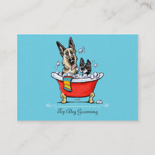 Tarjeta De Visita Dog Groomer Fancy Claw Foot Blue