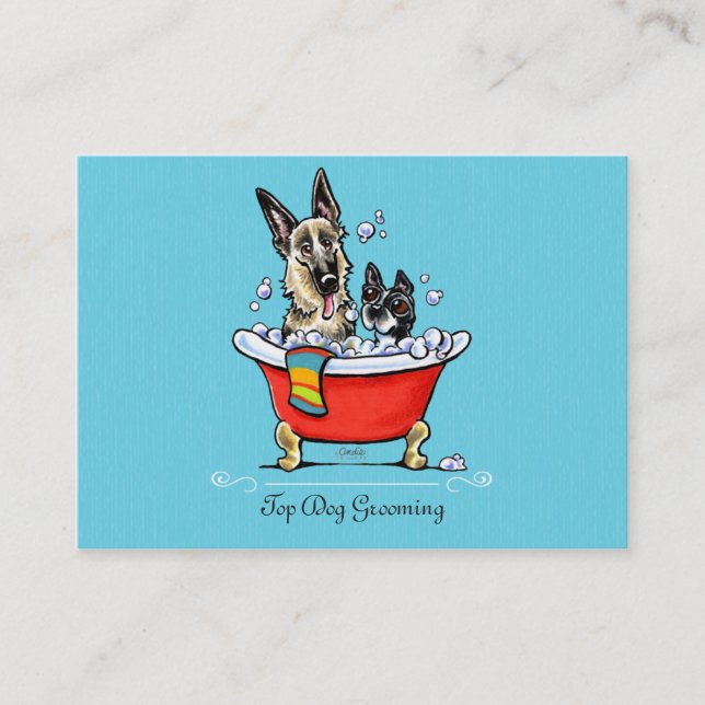 Tarjeta De Visita Dog Groomer Fancy Claw Foot Blue (Anverso)