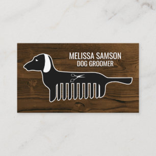 Tarjeta De Visita Dog Groomer   Formador   Animal   Madera