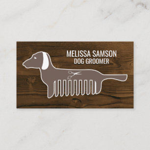 Tarjeta De Visita Dog Groomer   Formador   Animal   Madera