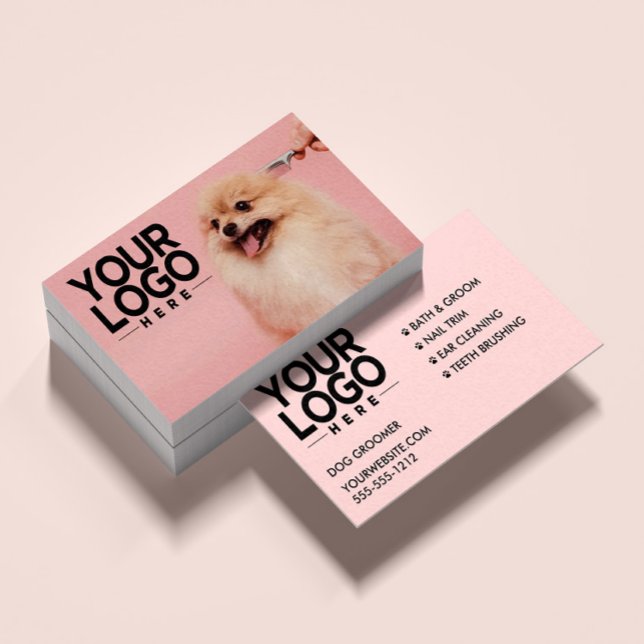 Tarjeta De Visita Dog Groomer | Foto personalizado Añadir su logotip (Subido por el creador)