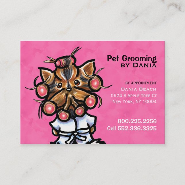 Tarjeta De Visita Dog Groomer Mascota Spa Bonito de negocios rosa (Anverso)