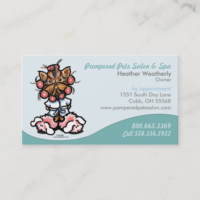 Tarjeta De Visita Dog Groomer Mascota Spa Business Seafoam (Anverso)
