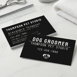 Tarjeta De Visita Dog Groomer Modern Bold Professional Pet Grooming