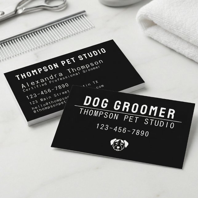 Tarjeta De Visita Dog Groomer Modern Bold Professional Pet Grooming (Subido por el creador)