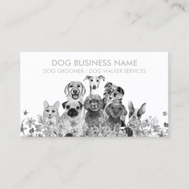 Tarjeta De Visita Dog Groomer Petseer Breeder Boutique Canine (Anverso)