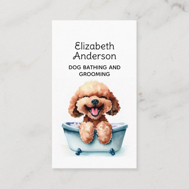 Tarjeta De Visita Dog Groomer Poodle (Anverso)