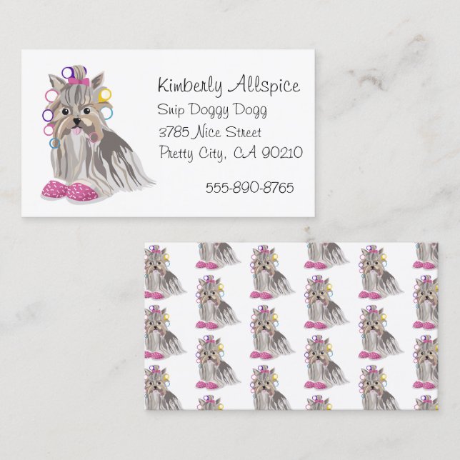 Tarjeta De Visita Dog Groomer Salon Yorkshire Terrier Yorkie (Anverso / Reverso)