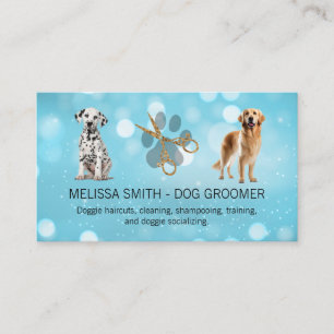 Tarjeta De Visita Dog Groomer   Sentado feliz de perros
