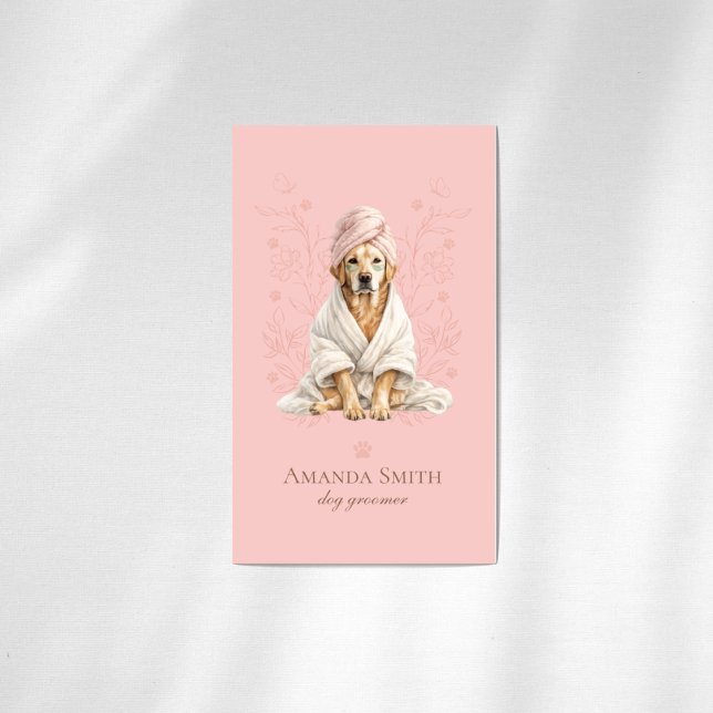 Tarjeta De Visita Dog Groomer Spa Cute Paw Labrador Business Card (Front)