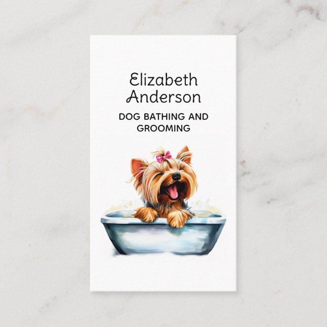 Tarjeta De Visita Dog Groomer Yorkie (Anverso)