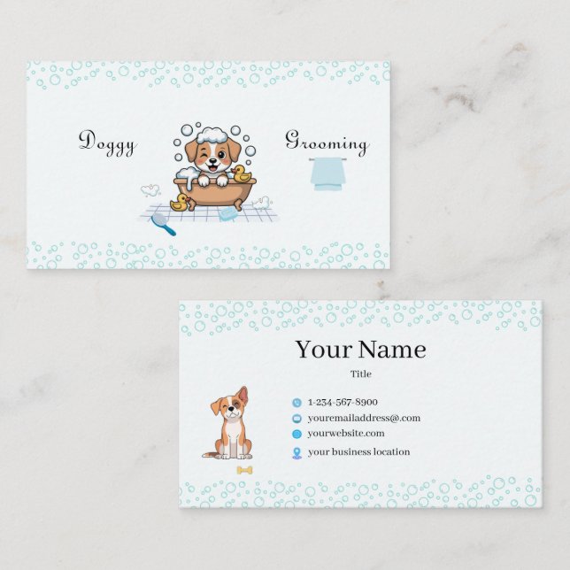 Tarjeta De Visita Dog Grooming Business Card (Anverso / Reverso)