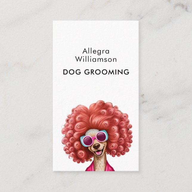 Tarjeta De Visita Dog Grooming Fun Pink Poodle (Anverso)