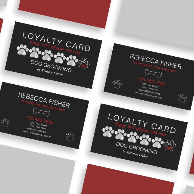 Tarjeta De Visita Dog Grooming Loyalty Discount Mascota Rewards (Subido por el creador)