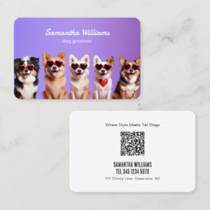 Tarjeta De Visita 🐾 Dog Grooming Personalizado QR