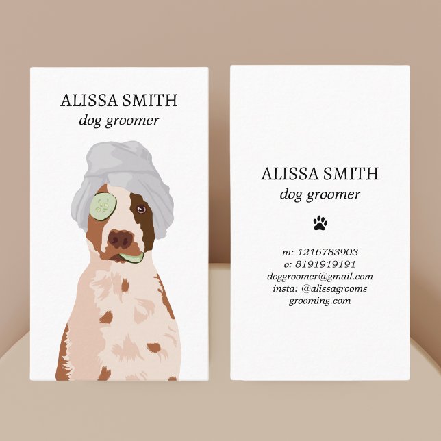 Tarjeta De Visita Dog Grooming Spa Gracioso Estética (Dog Groomer Spa Business Card)