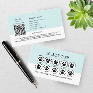 Tarjeta De Visita Dog Grooming Teal Loyalty Card Pet Salon