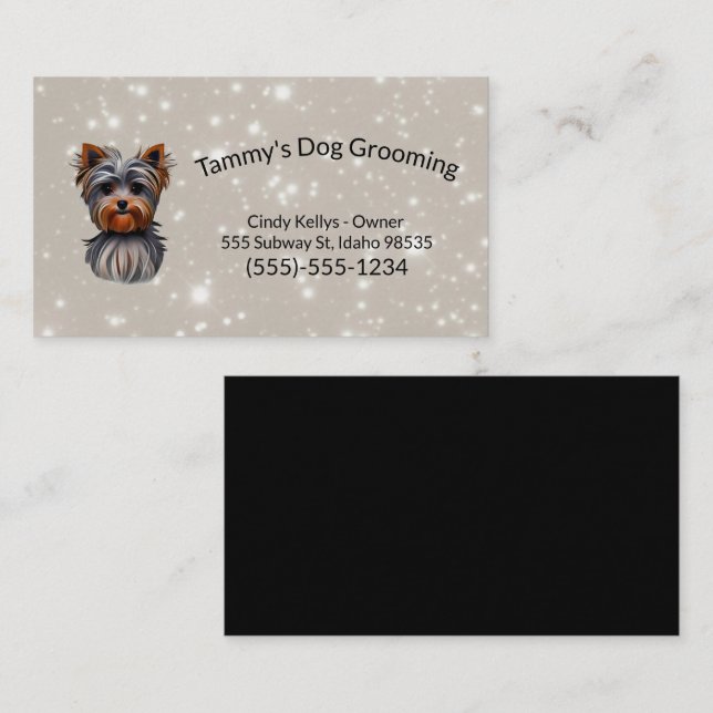 Tarjeta De Visita Dog Grooming Yorkie (Anverso / Reverso)