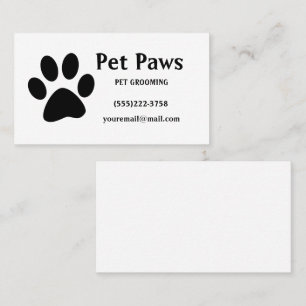Tarjeta De Visita Dog Paw Mascota blanco negro Grooming Service