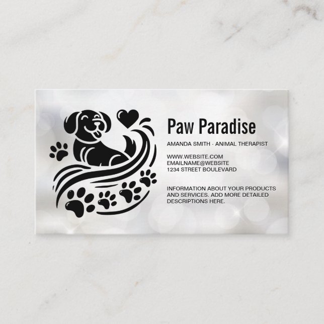 Tarjeta De Visita Dog Paws Hearts | Boke (Anverso)