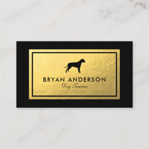Tarjeta De Visita Dog Silhouette - Faux Relieve metalizado dorado Bu