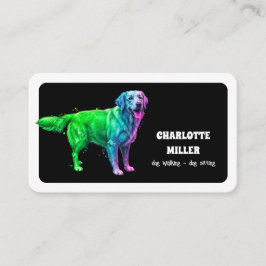 Tarjeta De Visita Dog Sitter Dog Walker Neon QR