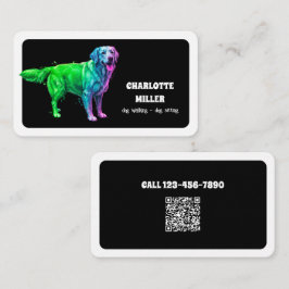Tarjeta De Visita Dog Sitter Dog Walker Neon QR