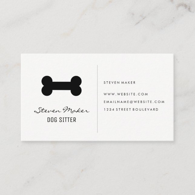 Tarjeta De Visita Dog Sitter | Icono óseo del perro (Anverso)