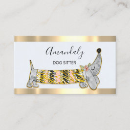 Tarjeta De Visita Dog Sitter Mascota Moda Boutique Care Basset Gray