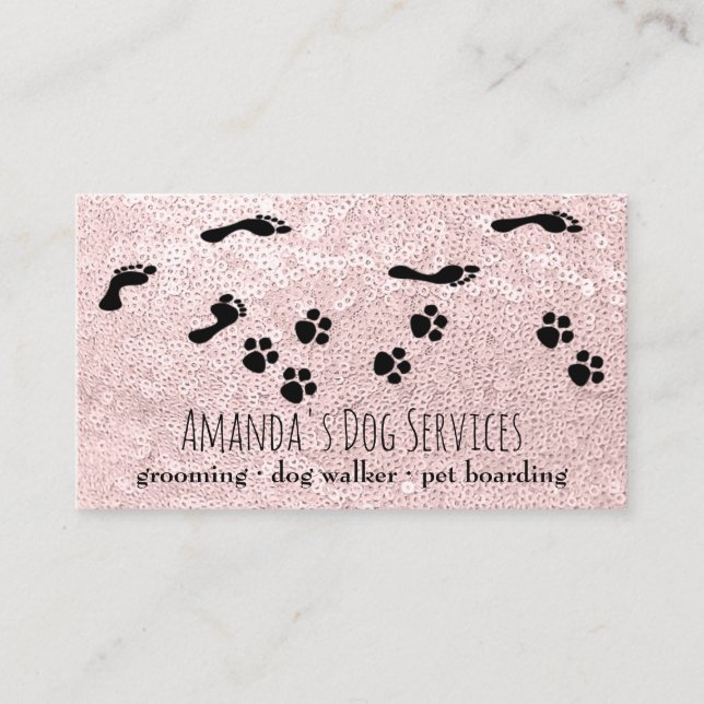 Tarjeta De Visita Dog Sitter Mascota Servicios Grooming Paw Path Pin (Anverso)