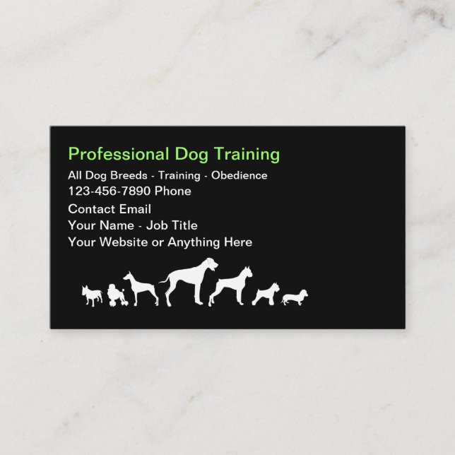 Tarjeta De Visita Dog Trainer And Obedience Theme Business Cards (Anverso)