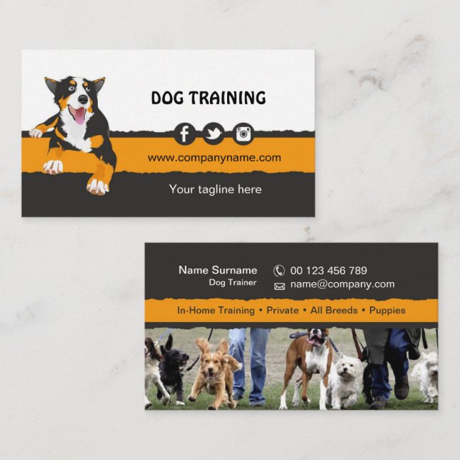 Tarjeta De Visita Dog Trainer Business Card (Anverso / Reverso)