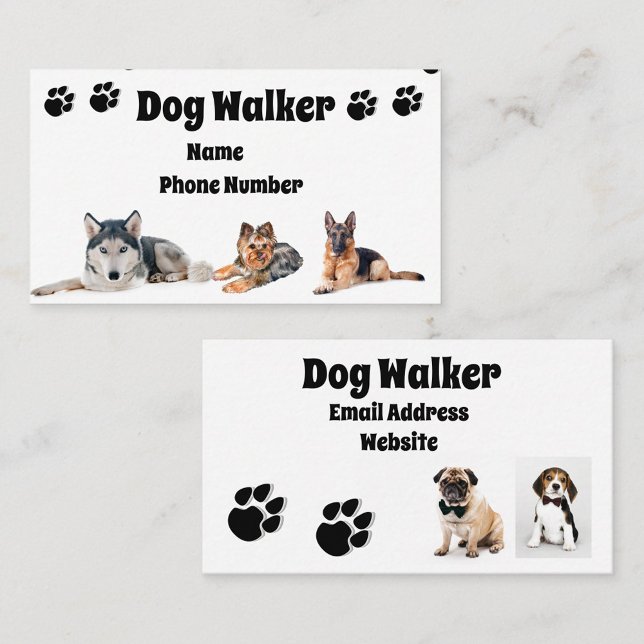 Tarjeta De Visita Dog Walker (A dynamic presentation of a dog walking service business card)