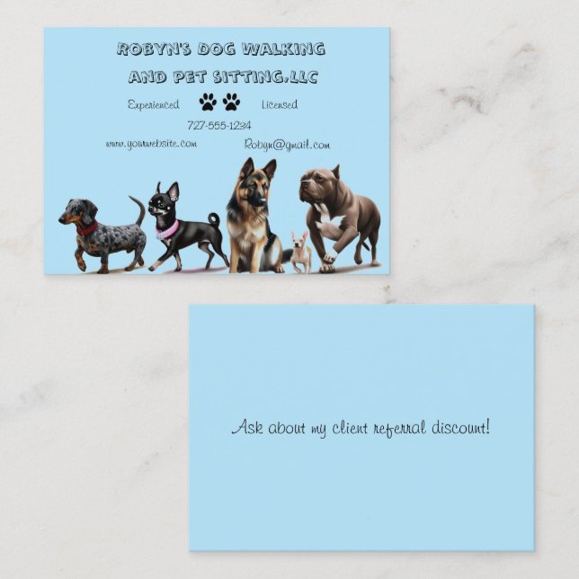 Tarjeta De Visita Dog Walker Business Card (Anverso / Reverso)