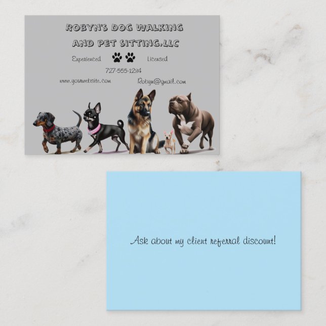 Tarjeta De Visita Dog Walker Business Card (Anverso / Reverso)
