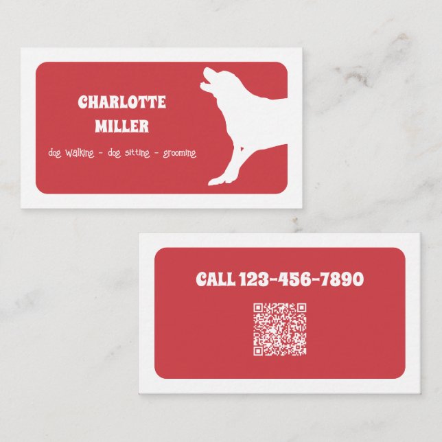 Tarjeta De Visita Dog Walker Dog Sitter QR (Anverso / Reverso)
