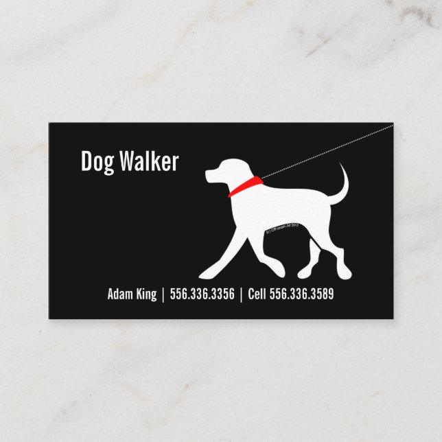 Tarjeta De Visita Dog Walker Mascota Business Lab Negro moderno (Anverso)