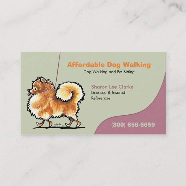 Tarjeta De Visita Dog Walker Mascota Business Pomeranian (Anverso)