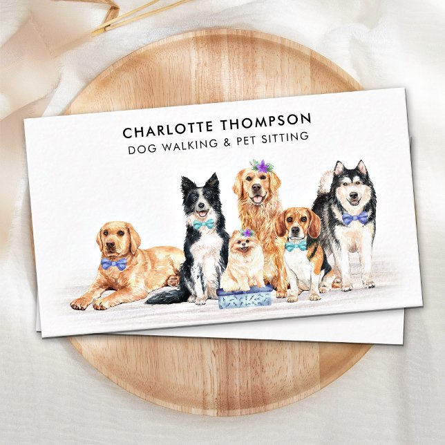 Tarjeta De Visita Dog Walker Mascota Sitter Dog Groomer acuarela (Subido por el creador)