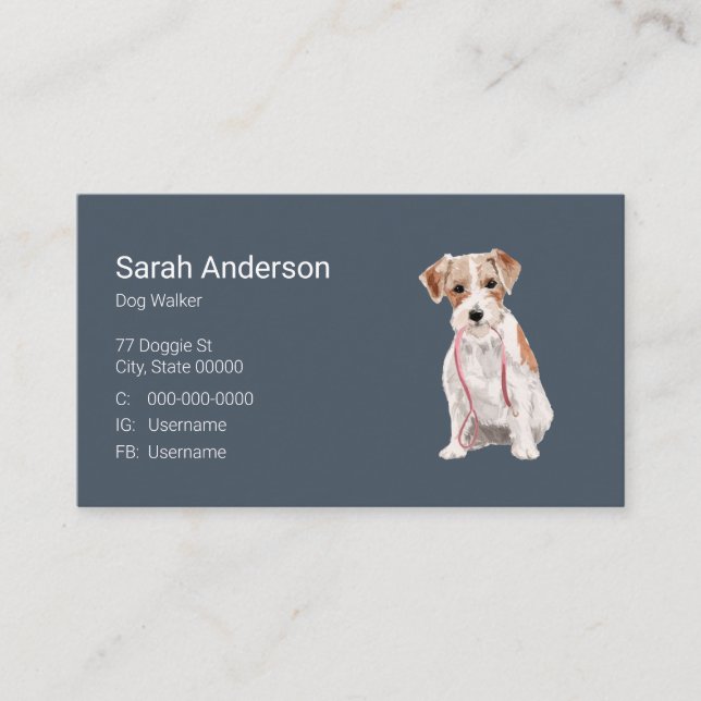 Tarjeta De Visita Dog Walker Mascota Sitting Business Card (Anverso)
